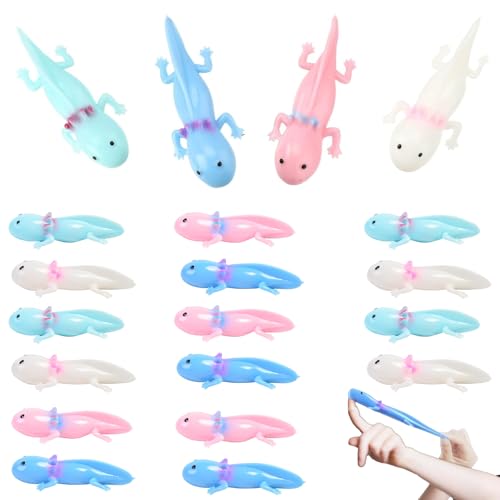 Eowppue Gummitiere Finger Slingshot Spielzeug – 20 Stück, 4 Farben (Pink, Cyan, Blau, Weiß), Flexibel, Wiederverwendbar, für Kinder, Jugendliche, Partys und Geschenke von Eowppue