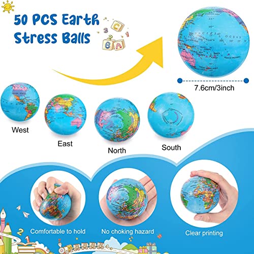 Epdpekc 16 PCS Globe Squeeze Balls, 3 Earth Stress Relief Toys Squeeze Balls Educational Stress Balls für Finger Exercise von Epdpekc