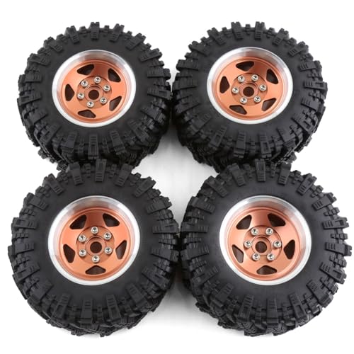 Epdpekc 4 Stück 98 mm Metall 1,9 Beadlock-Felgengummireifensatz für 1/10 RC Crawler Car TRX4 D90 für Axial SCX10 II III Bronze von Epdpekc