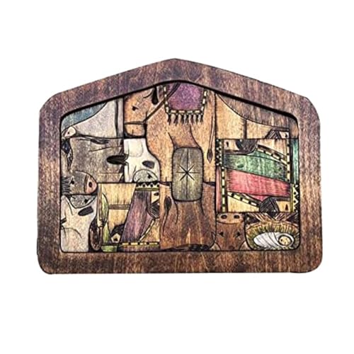 Epdpekc Krippenpuzzle Jesus-Puzzlestatue Aus mit Verbranntem Holzdesign für Erwachsene und Kinder - Groß von Epdpekc