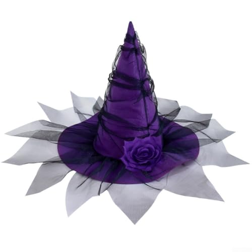 EpheyFIF Leichter Hexenhut mit floralen Verzierungen für Erwachsene und Frauen, Halloween-Kostüm, Events und Gothic-Cosplay von EpheyFIF