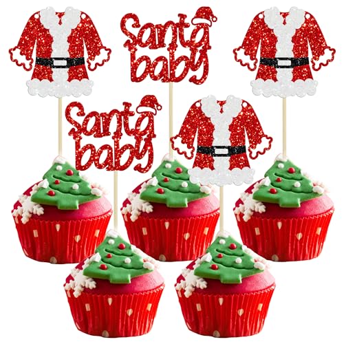 Cupcake-Aufsätze für Weihnachten, Weihnachtsmann, Baby, Glitzer, Cupcake-Picks für Weihnachten, Babyparty, Geschlechtsoffenbarung, Kinder, Jungen, Mädchen, Geburtstagsparty, Kuchendekorationen Cupcake-Aufsätze für Weihnachten, Weihnachtsmann, Baby, Glitzer, Cupcake-Picks für Weihnachten, Babyparty, Geschlechtsoffenbarung, Kinder, Jungen, Mädchen, Geburtstagsparty, Kuchendekorationen von Ephlyn