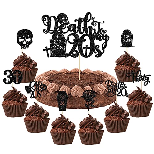 Ephlyn Cupcake-Aufsätze mit Aufschrift "Death to My 20s", 20er-Jahre-Tortenaufsätze, glitzernde Rip 20er-Jahre-Cupcake-Picks, Death to My Twenties Beerdigung, Kuchendekorationen für Rip to My 20s Ephlyn Cupcake-Aufsätze mit Aufschrift "Death to My 20s", 20er-Jahre-Tortenaufsätze, glitzernde Rip 20er-Jahre-Cupcake-Picks, Death to My Twenties Beerdigung, Kuchendekorationen für Rip to My 20s von Ephlyn