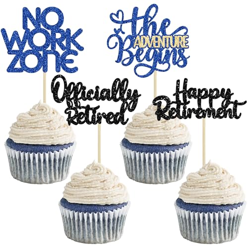 Cupcake-Topper "Happy Retirement", offizielle Kuchendekoration im Ruhestand, keine Arbeitszone, Abenteuer beginnt, Cupcake-Picks, Ruhestand, Abschied, Geburtstagsparty, Dekorationen, Zubehör, Schwarz Cupcake-Topper "Happy Retirement", offizielle Kuchendekoration im Ruhestand, keine Arbeitszone, Abenteuer beginnt, Cupcake-Picks, Ruhestand, Abschied, Geburtstagsparty, Dekorationen, Zubehör, Schwarz von Ephlyn