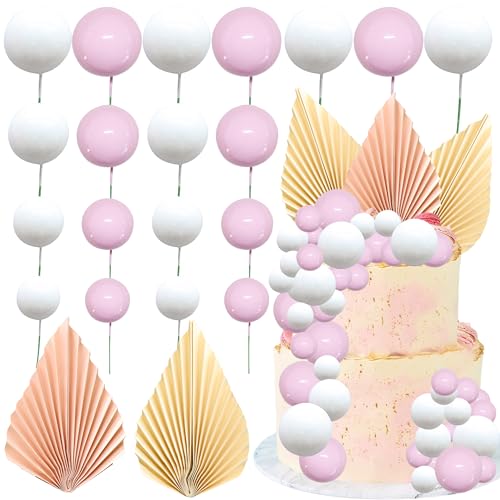 Ephlyn 28 Stück Papierpalmenfächer Kuchen Topper Dekorationen Kugeln Kuchen Pick für Babyparty, Hochzeit, Brautparty, Geburtstagsfeier, Kuchendekorationen, Rosa Weiß Ephlyn 28 Stück Papierpalmenfächer Kuchen Topper Dekorationen Kugeln Kuchen Pick für Babyparty, Hochzeit, Brautparty, Geburtstagsfeier, Kuchendekorationen, Rosa Weiß von Ephlyn