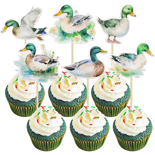 Ephlyn 36 Stück Enten-Geburtstagsdekorationen, Cupcake-Topper, Stockente, Party-Kuchendekorationen, Kuchendekorationen für niedliche Tiermotive, Ente, Cupcake-Topper, Babyparty, Party-Dekorationen Ephlyn 36 Stück Enten-Geburtstagsdekorationen, Cupcake-Topper, Stockente, Party-Kuchendekorationen, Kuchendekorationen für niedliche Tiermotive, Ente, Cupcake-Topper, Babyparty, Party-Dekorationen von Ephlyn