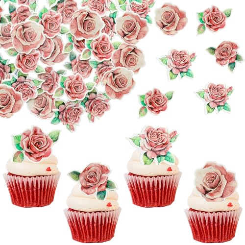Ephlyn Cupcake-Aufsätze aus Esspapier, essbare Cupcake-Dekorationen für Rosen, Hochzeit, Verlobung, Valentinstag, Geburtstag, Party, Dekoration, Zubehör, Rosenrot, 48 Stück Ephlyn Cupcake-Aufsätze aus Esspapier, essbare Cupcake-Dekorationen für Rosen, Hochzeit, Verlobung, Valentinstag, Geburtstag, Party, Dekoration, Zubehör, Rosenrot, 48 Stück von Ephlyn