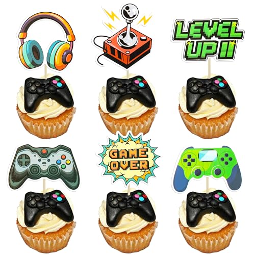 Ephlyn Cupcake-Aufsätze für Videospiele, zusammengebaut, Spiel auf Controllern, Cupcake-Picks, GamePad-Kuchendekorationen für Spielthemen, Babyparty, Geburtstag, Jahrestag, Party-Dekorationen, von Ephlyn