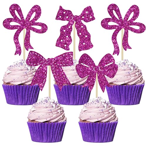 Ephlyn Cupcake-Topper, Schleife, Cupcake-Dekoration, Schleife, Cupcake-Dekorationen für Braut, Babyparty, Geburtstag, Hochzeit, Motto-Party, Lila, 24 Stück Ephlyn Cupcake-Topper, Schleife, Cupcake-Dekoration, Schleife, Cupcake-Dekorationen für Braut, Babyparty, Geburtstag, Hochzeit, Motto-Party, Lila, 24 Stück von Ephlyn