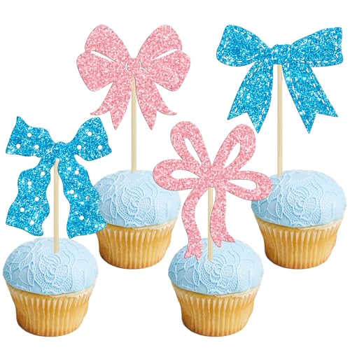 Ephlyn Cupcake-Topper mit rosa Schleife, für Mädchen, Geburtstag, Party, Dekoration, Schleife, Cupcake-Dekorationen für Braut, Babyparty, Geburtstag, Hochzeit, Motto-Party, Rosa, Blau, 24 Stück Ephlyn Cupcake-Topper mit rosa Schleife, für Mädchen, Geburtstag, Party, Dekoration, Schleife, Cupcake-Dekorationen für Braut, Babyparty, Geburtstag, Hochzeit, Motto-Party, Rosa, Blau, 24 Stück von Ephlyn