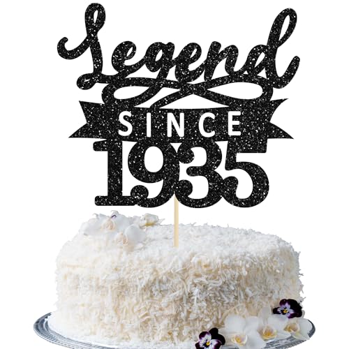 Ephlyn Tortenaufsatz, Motiv: Legende seit 1935, glitzernd, zum 90. Geburtstag, Kuchendekoration zum 90. Geburtstag, Party-Dekoration, Schwarz, 1 Stück Ephlyn Tortenaufsatz, Motiv: Legende seit 1935, glitzernd, zum 90. Geburtstag, Kuchendekoration zum 90. Geburtstag, Party-Dekoration, Schwarz, 1 Stück von Ephlyn