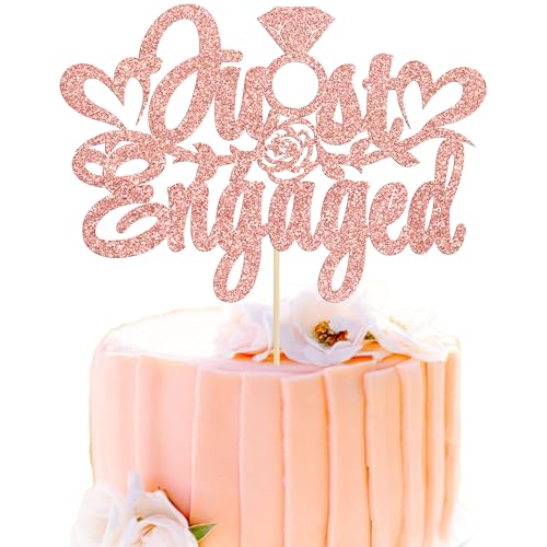 Ephlyn Tortenaufsatz "Just Engaged", Glitzerring, Verlobungs-Kuchenaufsatz, Kuchendekoration für Brautparty, Verlobung, Hochzeit, Party, Roségold, 1 Stück Ephlyn Tortenaufsatz "Just Engaged", Glitzerring, Verlobungs-Kuchenaufsatz, Kuchendekoration für Brautparty, Verlobung, Hochzeit, Party, Roségold, 1 Stück von Ephlyn