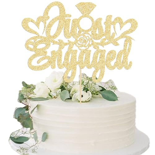 Ephlyn Tortenaufsatz "Just Engaged", glitzernder Ring, Verlobungs-Kuchenaufsatz, Kuchendekoration für Braut, Verlobung, Hochzeit, Dekoration, Partyzubehör, goldfarben, 1 Stück Ephlyn Tortenaufsatz "Just Engaged", glitzernder Ring, Verlobungs-Kuchenaufsatz, Kuchendekoration für Braut, Verlobung, Hochzeit, Dekoration, Partyzubehör, goldfarben, 1 Stück von Ephlyn