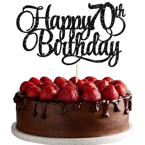 Kuchendekoration zum 70. Geburtstag, schwarzer Glitzer, 70. Geburtstag, 70. Geburtstag, 70. Geburtstag, Jubiläumsparty-Zubehör, 1 Stück Kuchendekoration zum 70. Geburtstag, schwarzer Glitzer, 70. Geburtstag, 70. Geburtstag, 70. Geburtstag, Jubiläumsparty-Zubehör, 1 Stück von Ephlyn