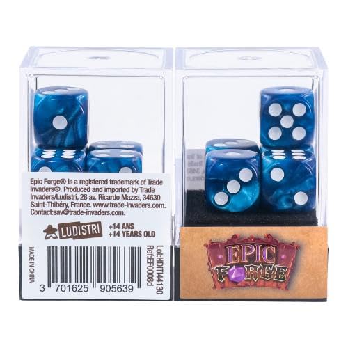 Epic Forge 5 Würfel mit 6 Seiten – Blue Pearl von Epic Forge