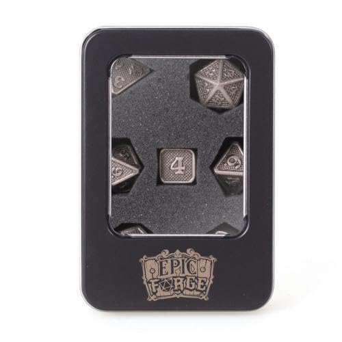Epic Forge 7 Metallwürfel, 14 mm (Metallgehäuse) – Solid Silver von Epic Forge