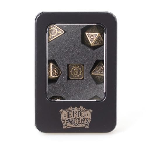 Epic Forge Gear Gold Würfel, Metall, 14 mm, 7 Stück Epic Forge Gear Gold Würfel, Metall, 14 mm, 7 Stück von Epic Forge