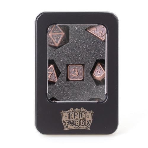 Epic Forge Metallwürfel, 14 mm (Metallgehäuse) – Solid Bronze, 7 Stück von Epic Forge