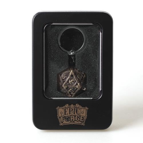 Epic Forge Schlüsselanhänger, D20, Altgold, 7 Mini-Würfel aus Metall (5 mm) von Epic Forge