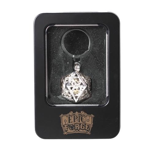 Epic Forge Schlüsselanhänger, D20, silberfarben, 7 Mini-Metallwürfel (5 mm) von Epic Forge