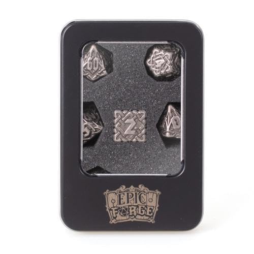 Epic Forge Set mit 7 Metallwürfeln, 16 mm (Metallgehäuse) – Interlace, Nickel von Epic Forge