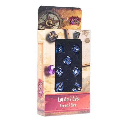 Epic Forge Set mit 7 Würfeln aus Metall, Schwarz und Blau Epic Forge Set mit 7 Würfeln aus Metall, Schwarz und Blau von Epic Forge