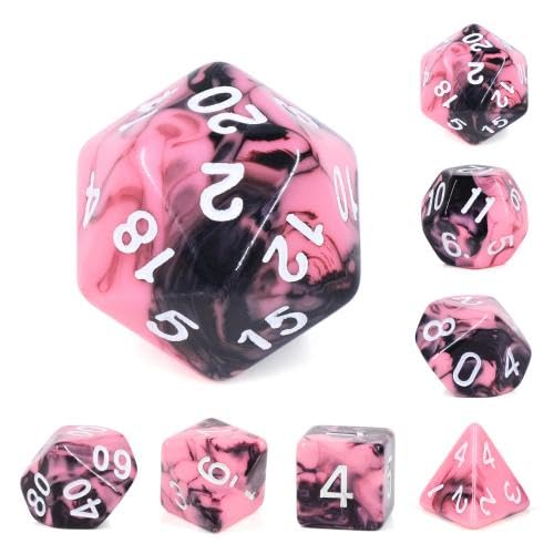 Epic Forge Würfel-Set mit 7 Würfeln in Box – Fusion Schwarz und Rosa von Epic Forge