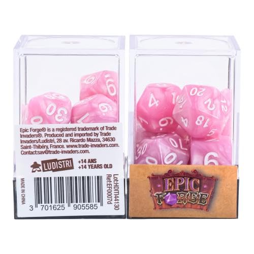 Epic Forge Würfel-Set mit 7 verschiedenen Formaten – Rosa Perlmutt von Epic Forge