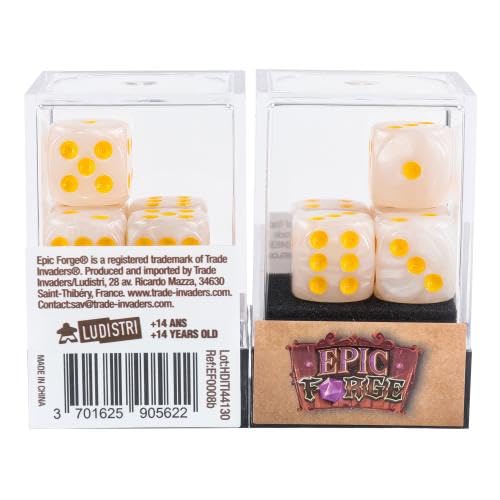 Epic forge 5 Würfel mit 6 Seiten – White Pearl von Epic Forge