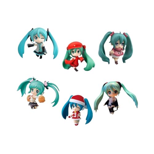 Epitome Anime Figuren Miku 6 Packungen Weihnachtspuppen PVC-Modelle Ornamente Geeignet für Festivals Party Geschenk für Fans 7 cm, Mehrfarbig von Epitome