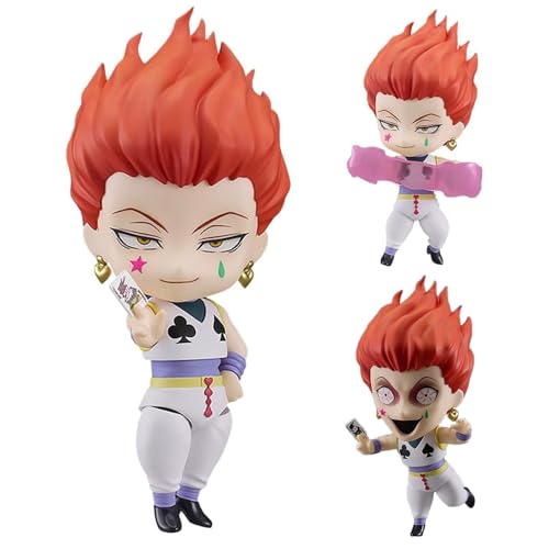 Epitome Hisoka Figur Q Version Cartoon Charakter Actionfigur Gesicht Austauschbares Modell Anime Hisoka PVC Statue Ornamente mit Zubehör Desktop Dekoration Geschenk für Fans von Epitome