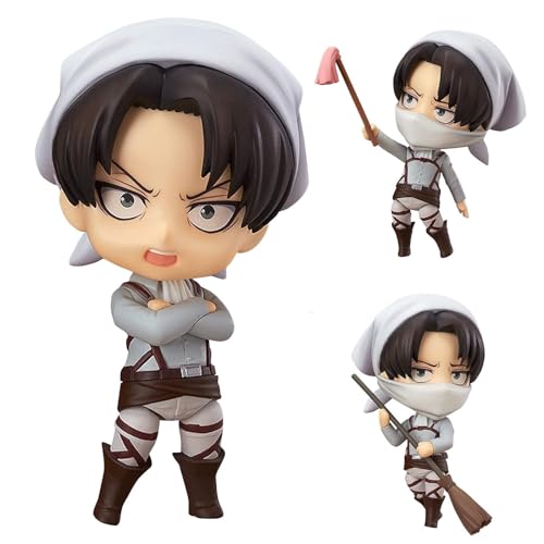 Epitome Levi Figur Anime austauschbares Gesicht und Zubehör Actionfigur Q Version Cartoon Charaktere PVC Modell Statue Desktop Dekoration Sammlung Geschenke für Fans von Epitome