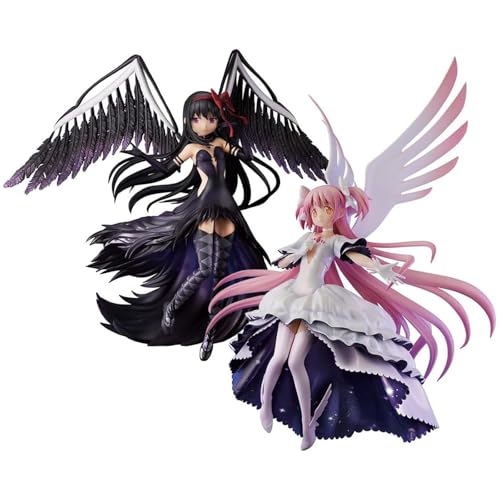 Epitome Madoka Kaname Figur Akemi Homura/Kaname Madoka Actionfigur Cartoon Charaktere Statue Niedliches Anime Mädchen PVC Modell Ornamente Desktop Collection Geschenke für Fans (Kaname Madoka + Akemi von Epitome