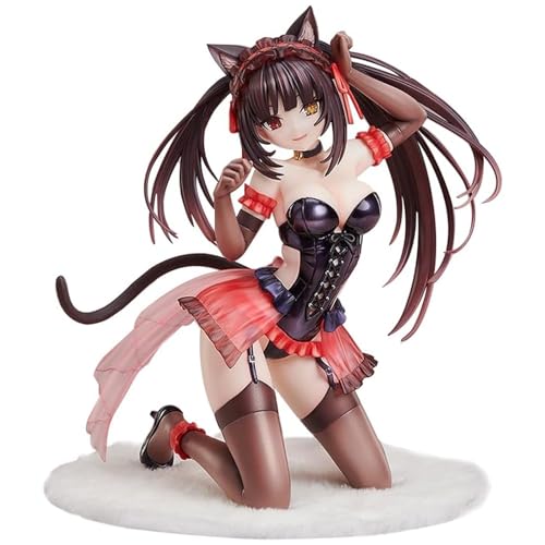 Epitome Tokisaki Kurumi Actionfigur DATE A LIVE Anime Figur Niedliche Katzenohren Mädchen Statue Knien Positio PVC Modell Ornamente Desktop Collection Geschenke für Fans von Epitome