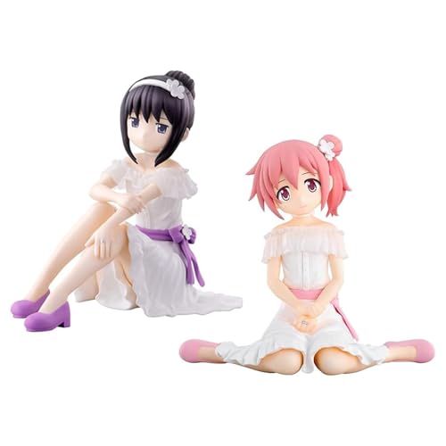 Madoka Kaname Figur Akemi Homura/Kaname Madoka Anime Girl Actionfigur Niedliche Cartoon-Figuren Modell Sitzhaltung PVC Statue Desktop Dekoration Sammlung Geschenke (Kaname Madoka+Akemi Homura) von Epitome