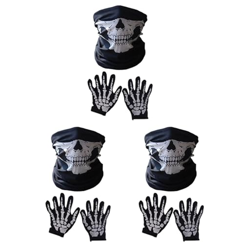 Epodmalx Halloween Maske Scary Skull Chin Maske Skeleton Ghost Hand Schuhe für Performances, Partys, Dress Up, Festivals (9 Stück) von Epodmalx