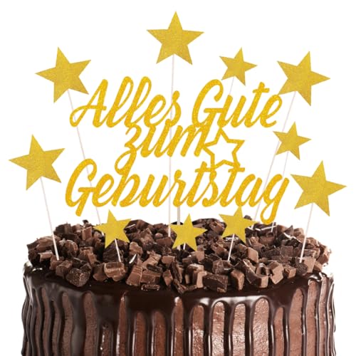 21 Stück Tortendeko Gold, Alles Gute zum Geburtstag Kuchen Deko, Glitter Torten Deko für Mädchen und Damen, Cake Topper mit Sternen 21 Stück Tortendeko Gold, Alles Gute zum Geburtstag Kuchen Deko, Glitter Torten Deko für Mädchen und Damen, Cake Topper mit Sternen von Epokus