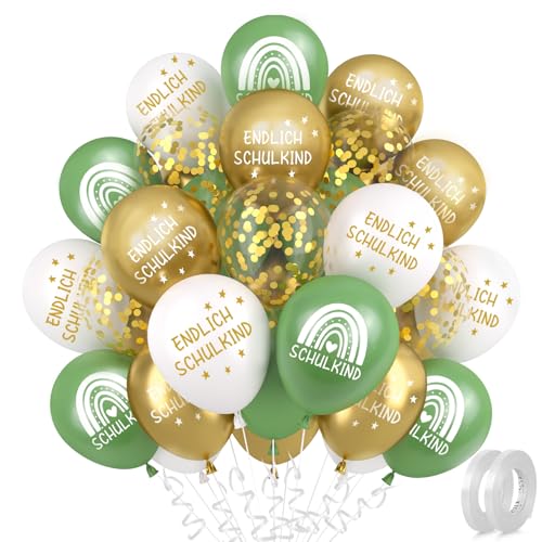 30 Stück Einschulung Luftballons, Einschulung Deko Mädchen Junge, Gold Grün Endlich Schulkind Deko Luftballon, Schulanfang Schuleinführung Ballons, für Einschulung Party Schulstart Deko Kinder 30 Stück Einschulung Luftballons, Einschulung Deko Mädchen Junge, Gold Grün Endlich Schulkind Deko Luftballon, Schulanfang Schuleinführung Ballons, für Einschulung Party Schulstart Deko Kinder von Epokus