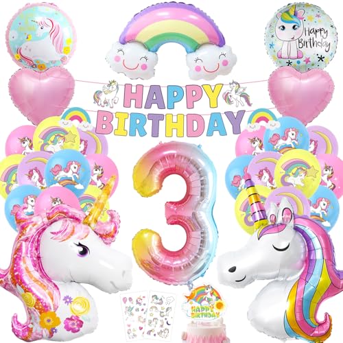 Einhorn Geburtstagsdeko 3 Jahre Set, einhorn luftballons 3 geburtstag mädchen, Einhor Luftballons Helium set, Einhor deko 3. geburtstag mädchen, Einhorn Girlande mit Tortendeko Aufkleber Einhorn Geburtstagsdeko 3 Jahre Set, einhorn luftballons 3 geburtstag mädchen, Einhor Luftballons Helium set, Einhor deko 3. geburtstag mädchen, Einhorn Girlande mit Tortendeko Aufkleber von Epokus