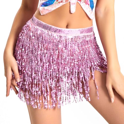Epokus Pailettenrock für Damen,Glitzer Rock Rosa,Rave Outfit Damen Kostüm,Fransen Rock für Frauen und Mädchen für Fasching Karneval Party Epokus Pailettenrock für Damen,Glitzer Rock Rosa,Rave Outfit Damen Kostüm,Fransen Rock für Frauen und Mädchen für Fasching Karneval Party von Epokus