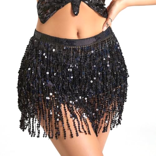 Epokus Pailettenrock für Damen,Glitzer Rock Schwarz,Rave Outfit Damen Kostüm,Fransen Rock für Frauen und Mädchen für Fasching Karneval Party Epokus Pailettenrock für Damen,Glitzer Rock Schwarz,Rave Outfit Damen Kostüm,Fransen Rock für Frauen und Mädchen für Fasching Karneval Party von Epokus