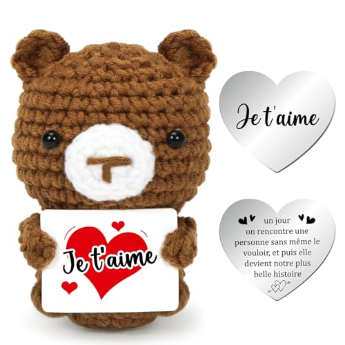 Epokus Ich Liebe Dich Geschenke für Frauen, Creative Knitted Wool Bär Doll mit Liebes Münzen Französisch Karten, Hochzeitstag Valentinstag Jahrestag Muttertag Geburtstag Geschenk für Paar Sie Frauen Epokus Ich Liebe Dich Geschenke für Frauen, Creative Knitted Wool Bär Doll mit Liebes Münzen Französisch Karten, Hochzeitstag Valentinstag Jahrestag Muttertag Geburtstag Geschenk für Paar Sie Frauen von Epokus