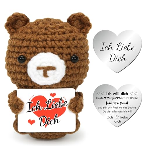 Mini Bär Ich Liebe Dich Geschenke, Jahrestag Geschenk für Frauen, Kreative Strickwolle Bär Puppe mit Liebesmünzen Karte, Pocket Hug Bären, Romantische Geschenk für Ehefrau Hochzeitstag Valentinstag Mini Bär Ich Liebe Dich Geschenke, Jahrestag Geschenk für Frauen, Kreative Strickwolle Bär Puppe mit Liebesmünzen Karte, Pocket Hug Bären, Romantische Geschenk für Ehefrau Hochzeitstag Valentinstag von Epokus