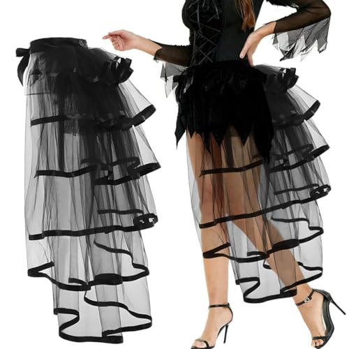 Steampunk Tüllrock Damen, Bustle Röcke Viktorianisch, Petticoat Retro Klassischer, Schwarzer Tüll Tutu Damen, Tutu Gürtel für Kostümparty Karnevalskostüm, Abnehmbare Schleppe Steampunk Tüllrock Damen, Bustle Röcke Viktorianisch, Petticoat Retro Klassischer, Schwarzer Tüll Tutu Damen, Tutu Gürtel für Kostümparty Karnevalskostüm, Abnehmbare Schleppe von Epokus