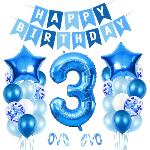 Luftballon 3. Geburtstag Blau - Happy Birthday Folienballon - Riesen Folienballon Zahl 3 - Ballon Deko - Geburtstagsdeko Jungen 3 Jahr Luftballon 3. Geburtstag Blau - Happy Birthday Folienballon - Riesen Folienballon Zahl 3 - Ballon Deko - Geburtstagsdeko Jungen 3 Jahr von Epokus
