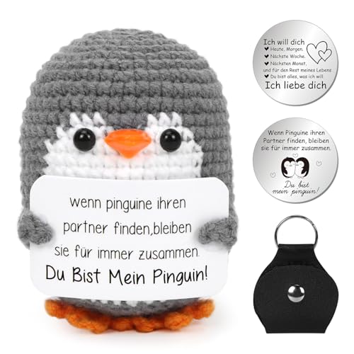 Mini Pinguin Ich Liebe Dich Geschenke, Jahrestag Geschenk für Frauen, Strickwolle Pinguin Puppe mit Liebesmünzen Karte, Pocket Hug Pinguin, Romantische Geschenk für Ehefrau Hochzeitstag Valentinstag Mini Pinguin Ich Liebe Dich Geschenke, Jahrestag Geschenk für Frauen, Strickwolle Pinguin Puppe mit Liebesmünzen Karte, Pocket Hug Pinguin, Romantische Geschenk für Ehefrau Hochzeitstag Valentinstag von Epokus