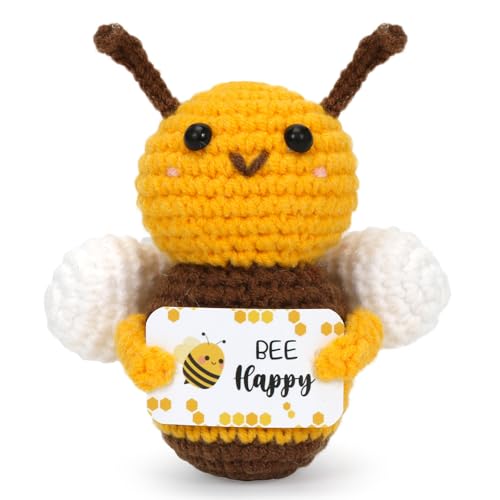 Pocket Hug Biene Glücks, Positive Geschenke, Kreative Strickwolle Mini Puppe, Positive Kartoffel Ersatz, Mit Happy Bee Karte, Gestrickte Mutmacher Gute Besserung Einschulung Geschenk Pocket Hug Biene Glücks, Positive Geschenke, Kreative Strickwolle Mini Puppe, Positive Kartoffel Ersatz, Mit Happy Bee Karte, Gestrickte Mutmacher Gute Besserung Einschulung Geschenk von Epokus