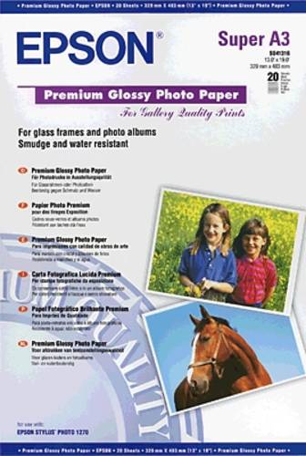 Epson Premium Glossy Photo Paper C13S041316 Fotopapier DIN A3+ 255 g/m² 20 Blatt Hochglänzend von Epson