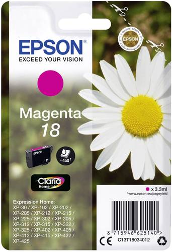 Epson Druckerpatrone T1803, 18 Original Magenta C13T18034012 von Epson
