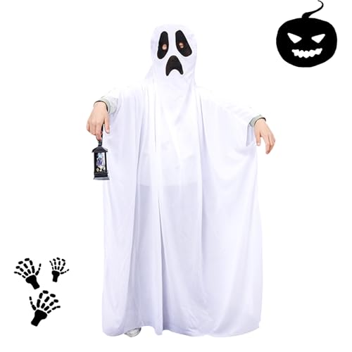 Epunk Weißes Halloween-Geister-Kostüm für Kinder – 130 cm Strickumhang, gruseliger Halloween-Umhang für Jungen und Mädchen, Süßigkeiten- oder Leckerli-Kostüm Epunk Weißes Halloween-Geister-Kostüm für Kinder – 130 cm Strickumhang, gruseliger Halloween-Umhang für Jungen und Mädchen, Süßigkeiten- oder Leckerli-Kostüm von Epunk